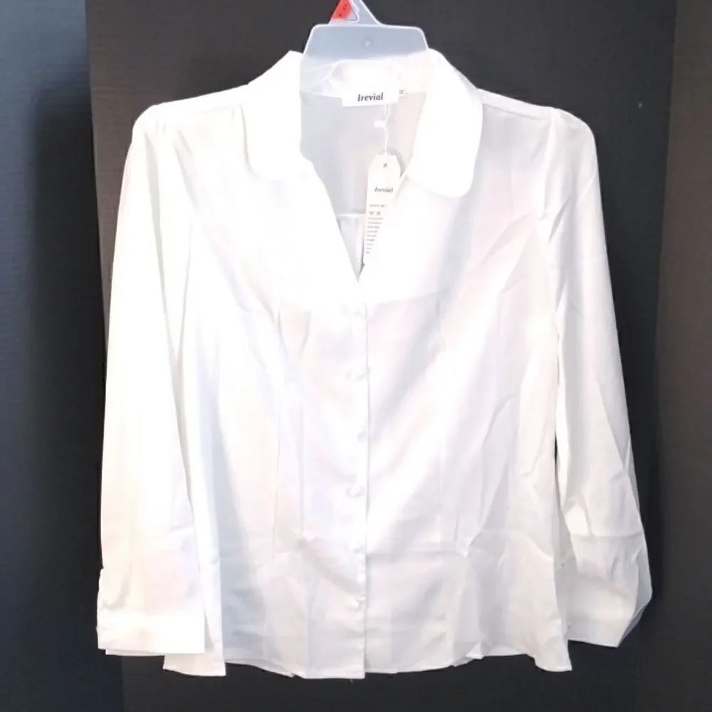 Women's White Dress Blouse Top Shirt Size M
